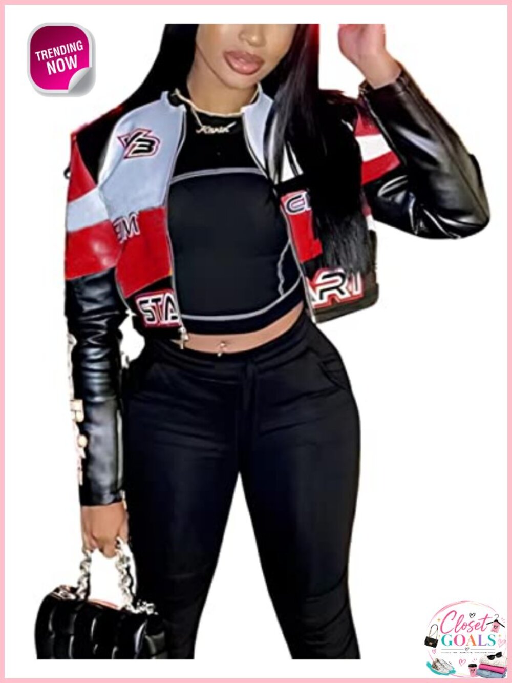 Faux Leather Moto Biker Jacket Cropped Bomber Zip Front Women's Outerwear